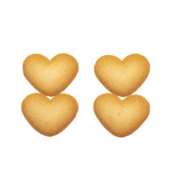 The close up of love heart shape cookie on white background for Valentine's day.