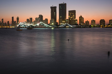 Cartagena city skyline at sunset view from the bay