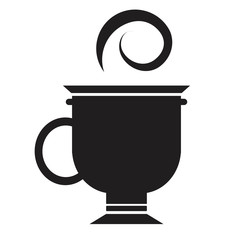 Silhouette with coffee or tea mugs isolated on white background for coffee shop or coffee shop, vector stock illustration with drink and steam or smoke as a logo or label for design