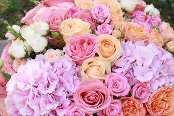  background, delicate flowers, hydrangea roses beauty wedding tenderness love good bouquet plants herbs