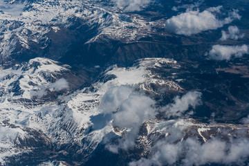 Fototapeta na wymiar aerial view of the Alps mountains over France and Spain
