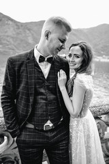 portrait of Gorgeous wedding couple in Italy
