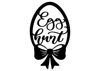 easter, black and white vector silhouette