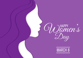 poster happy women's day. Silhouette face woman 