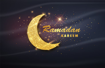 Obraz na płótnie Canvas Ramadan kareem poster with muslim crescent. Vector illustration