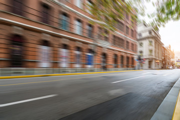 Classical architecture and urban roads on the bund in Shanghai, China