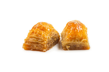 Delicious sweet baklava isolated on white background.