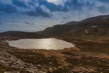 The Blue Lough at Slieve Lamagan, Mourne mountains area of outstanding natural beauty, County Down, Northern Ireland