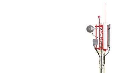 Top of telecommunication station with antennas and radio modules/