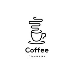 coffee shop logo hipster with cup icon vector in line outline vintage style 