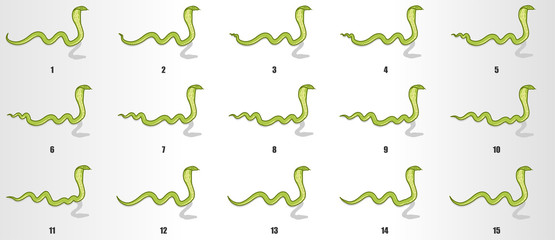 Sanke crawling animation sprite sheet, loop animation sequencce