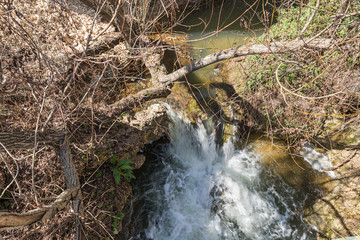 The rapid,  shallow, cold mountain Ayun river in the Galilee in northern Israel