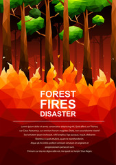 Polygonal Fire in the forest-Forest Fires Disaster concept.Vector Illustration.
