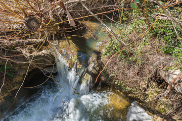 The rapid,  shallow, cold mountain Ayun river in the Galilee in northern Israel