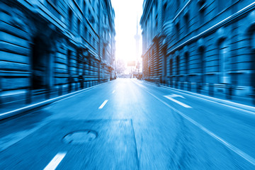 Classical architecture and urban roads on the bund in Shanghai, China