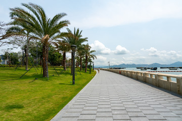 Gardens and fitness trails of Binhai Park in Shenzhen, China