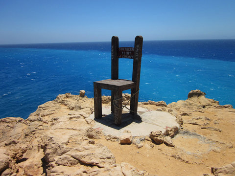 Monument to the Southern Point of Europe.  Giant Chair. Tripiti Beach. Gavdos Island. Greece  