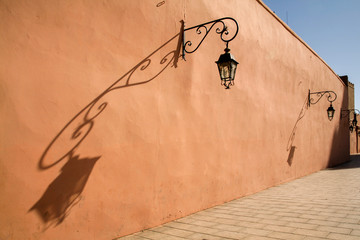 antique lamps on a Marrakesh wall
