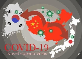 corona virus covid-19 spread from china to japan and south korea