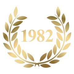 Fototapeta na wymiar Year 1982 gold laurel wreath vector isolated on a white background 