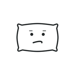 Dissatisfied pillow border icon on white background. Emotions