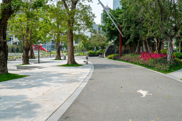 Gardens and fitness trails of Binhai Park in Shenzhen, China