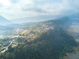 Naklejka premium Aerial view of village at Bromo mountain.