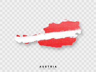 Austria detailed map with flag of country. Painted in watercolor paint colors in the national flag. - obrazy, fototapety, plakaty