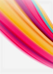 Wave lines abstract background, smooth silk design with rainbow style colors. Liquid fluid color waves. Vector Illustration