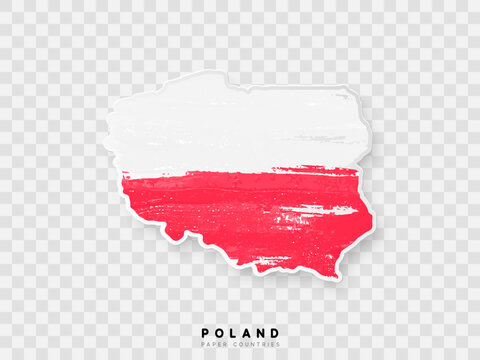 Fototapeta Poland detailed map with flag of country. Painted in watercolor paint colors in the national flag.