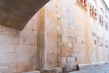 Wall of cathedral of Saint Mary of the Assumption and Saint Geminianus. Modena, Italy. Il Duomo