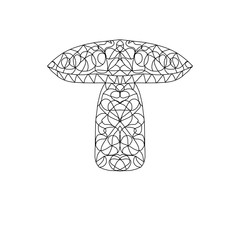 Mushroom coloring book with symmetric abstract pattern. coloring book