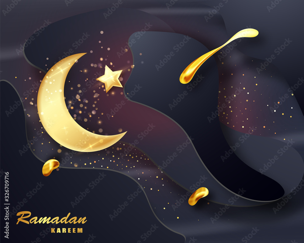 Wall mural ramadan kareem islamic design crescent moon. ramadan holiday banner