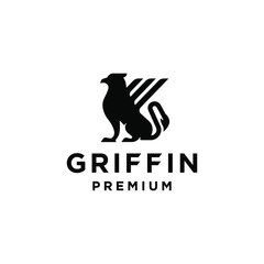 griffin logo mythical elegant luxury vintage hipster label illustration vector