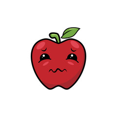 Illustration graphic vector of Cute Fruit - Apple, funny expression, kawaii style, fruit character, red apple vector.