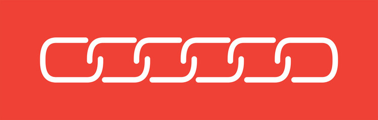 Chain Link Line On Red Background. Red Flat Style Vector Illustration