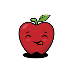 Illustration graphic vector of Cute Fruit - Apple, funny expression, kawaii style, fruit character, red apple vector.