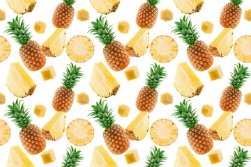 seamless pattern with pineapple and pineapple slices