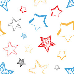 Seamless doodle hand drawn stars