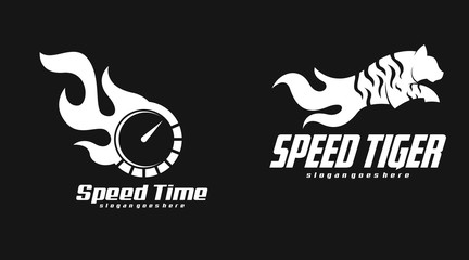 Flat speed logo concept vector. Retro  speed logo vector