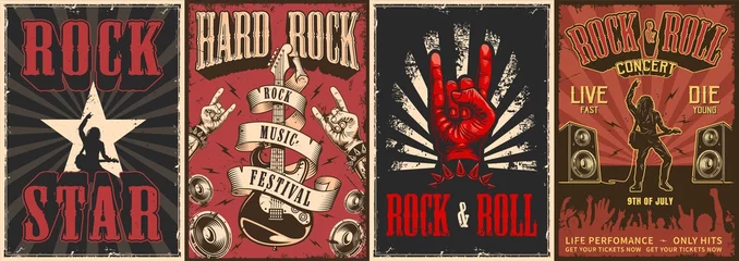 Fotobehang Rock-& 39 n-roll kleurrijke posters © DGIM studio