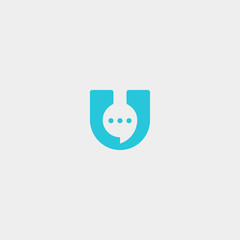 Letter U Chat Logo Design Template Vector