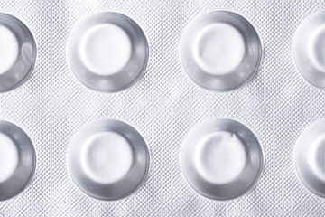 Aluminum foil pill package, close up