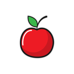 Red cherry isolated on white background. Vector illustration.