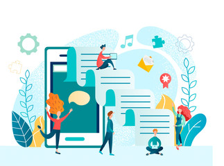 vector illustration social media mobile app teamwork concept