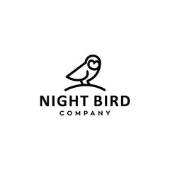 simple minimal owl logo icon in trendy line linear hipster style