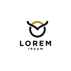 Owl head logo luxury bird smart education symbol thin line label. Retro vector design graphic element, abstract, sign, identity, logotype, poster. Stroke hipster illustration outline minimal elegant