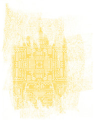 Modern multicolor spotted pop art digital composition with lines, dots and arrows.