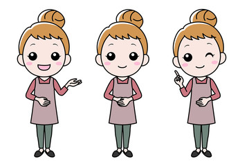 エプロンの女性