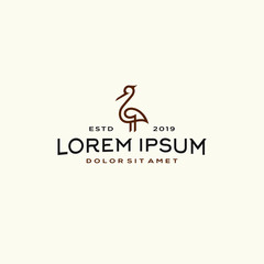 heron pelican stork vector logo lineart line outline monoline icon design stock gulf bird coast beach illustration abstract